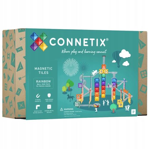 Connetix: klocki magnetyczne tor kulkowy kulodrom Ball Runn 92 elementy na Arena.pl