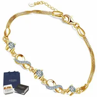 Złota Bransoletka Celebrytka Cyrkonie Srebro 925 Prezent Na Rocznicę Ślub