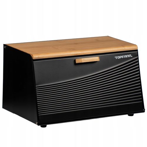 DUŻY CHLEBAK METALOWY Z DESKĄ POJEMNIK NA PIECZYWO CHLEB CZARNY BAMBUSOWY na Arena.pl