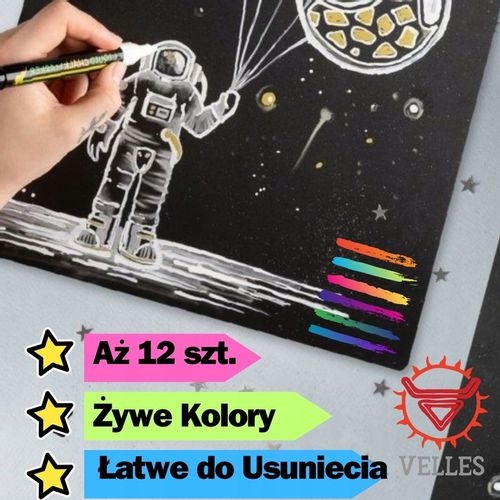 MARKERY KREDOWE do TABLIC PISAKI SUCHOŚCIERALNE Flamastry Mazaki - 12 SZT na Arena.pl