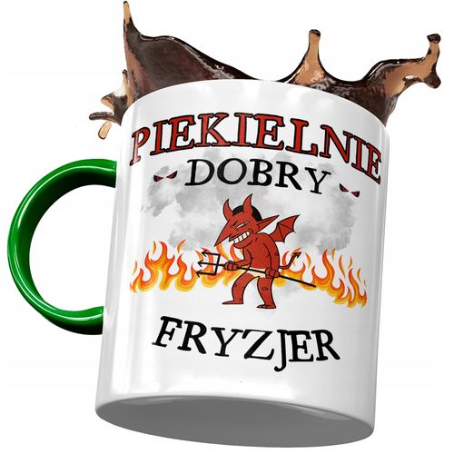 Kubek Zielony Dla Fryzjera Piekielnie Dobry Z Nadrukiem Ze Zdjęciem na Arena.pl
