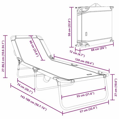 Składany leżak 2-osoba 2 pcs Czarny 56 x 189 x 87cm tkanina na Arena.pl