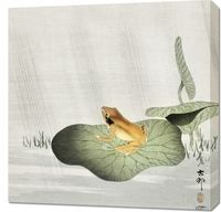 Obraz 70x70cm Frog on Lotus Leaf, Koson Japoński Vintage do Salonu