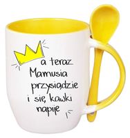 KUBEK Z ŁYŻECZKĄ PREZENT NA DZIEŃ MATKI URODZINY DLA MAMY TEŚCIOWEJ WZORY