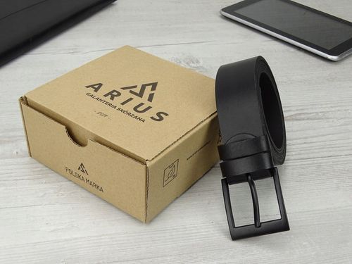 Pasek skórzany męski Modny czarny skóra naturalna do spodni garniturowych na Arena.pl