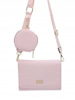 Victoria J. - torebka listonoszka portfelik pasek materiałowy różowy VJ-961