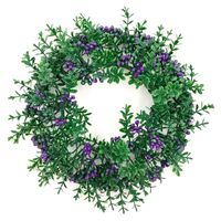 WIANEK DEKORACYJNY GĘSTY STROIK Z FIOLETOWYMI KWIATAMI KULKAMI 20 cm
