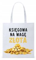 Dla Księgowej Księgowego Torba Eco Biała Shopper Z Nadrukiem Ze Zdjęciem