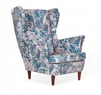 Fotel uszak ARI PRINT skandynawski Family Meble szara monstera hotel