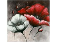 50X50CM MALOWANE MAKI CZERWIENI BRĄZIE OBRAZ