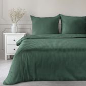 Jednokolorowa pościel z satyny w prażki VERA 140X200 70X80X1 ciemnozielona