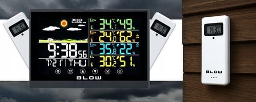 STACJA POGODY BEZPRZEWODOWA POGODOWA METEO TERMOMETR ZEGAR BUDZIK na Arena.pl