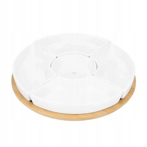 Półmisek na przekąski zestaw 5 x miseczka biała ceramika OBROTOWY TALERZ na Arena.pl