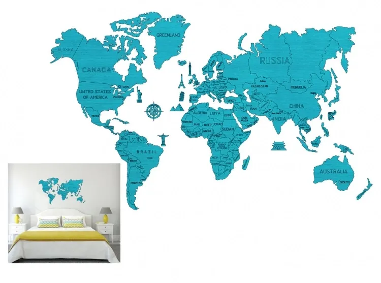 Mapa świata XL, kolor cyan zdjęcie 4