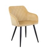Krzesło tapicerowane welurowe do salonu 089 beżowe, czarne nogi