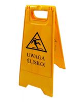 tablica ostrzegawcza / potykacz informacyjny uwaga ślisko