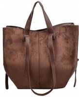 GALLANTRY Torebka damska CASUAL na ramię SHOPPER czekolada DUŻA A4 ZAMSZ
