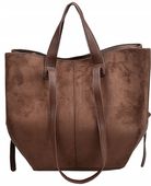 GALLANTRY Torebka damska CASUAL na ramię SHOPPER czekolada DUŻA A4 ZAMSZ