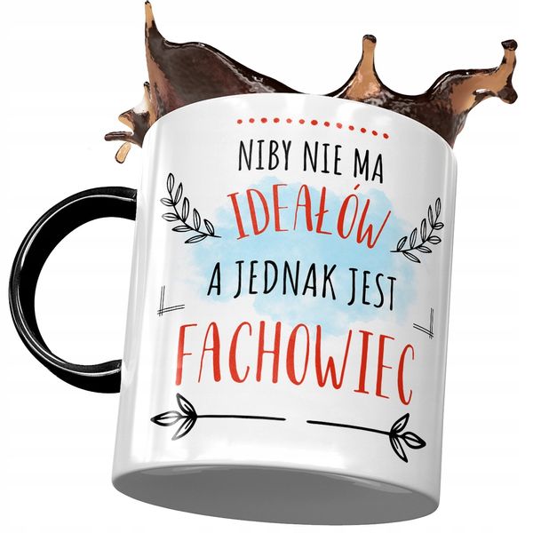 Kubek Czarny Dla Fachowca Niby Nie Ma Ideałów Z Nadrukiem Ze Zdjęciem zdjęcie 1