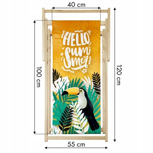 Leżak OGRODOWY DRAWNIANY JASNY nadruk APEROL SPRITZ na PLAŻĘ TARAS BALKON na Arena.pl