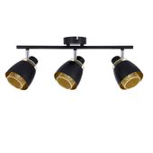 Aleksandria lampa sufitowa listwa czarny 3x40W E14 klosz czarny+złoty