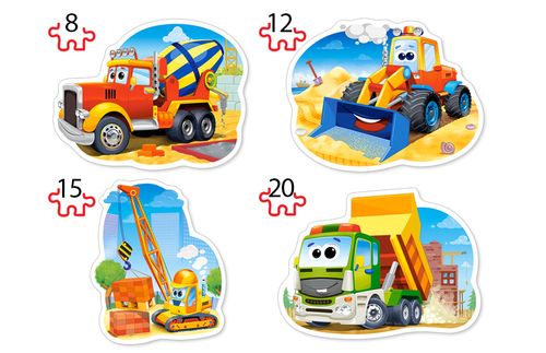 Puzzle 4w1 8,12,15,20-elementów Construction Vehicles na Arena.pl