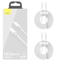Kabel USB-C do Lightning Baseus Simple Wisdom, PD, 20W, 1.5m (biały) 2szt.