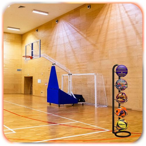 STOJAK NA PIŁKI metalowy 5 piłek półka organizer przechowywanie na Arena.pl