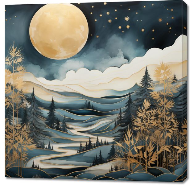 Obraz 100x100cm Szepty Nocnego Lasu zdjęcie 1