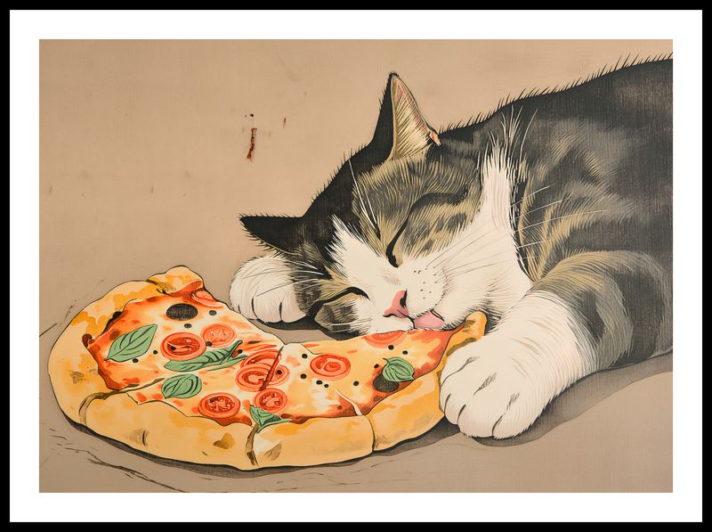 Plakat 70x50cm Pizza Dla Kota zdjęcie 3