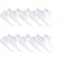 SKARPETKI STOPKI BAWEŁNIANE DAMSKIE białe WYGODNE GŁADKIE 10-PAR REHE 35-39