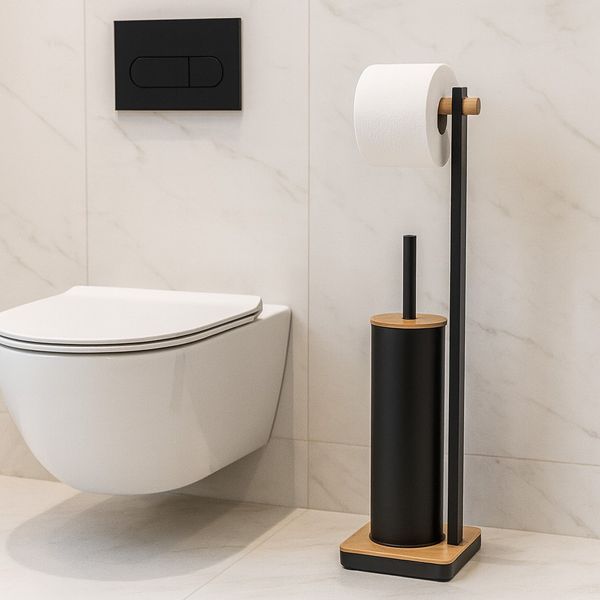 Stojak na szczotkę i papier toaletowy, czarny bambus - Yoka zdjęcie 2