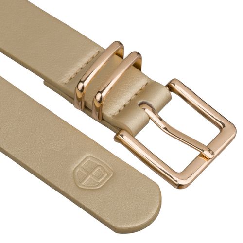 beżowy, wąski pasek damski ze skóry ekologicznej  peterson 95 na Arena.pl