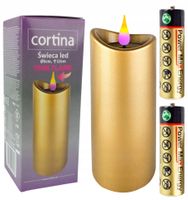 ŚWIECZKA WKŁAD DO ZNICZA EFEKT PŁOMIENIA 12cm ZŁOTA WYSOKA ŚWIECA BATERIE