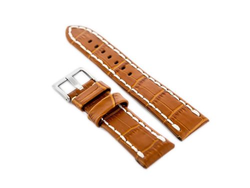 Pasek skórzany do zegarka W49 - camel/białe - 20mm na Arena.pl
