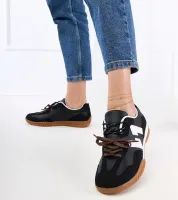 Czarne sneakersy trampki z kolorowymi sznurówkami Bekki 37