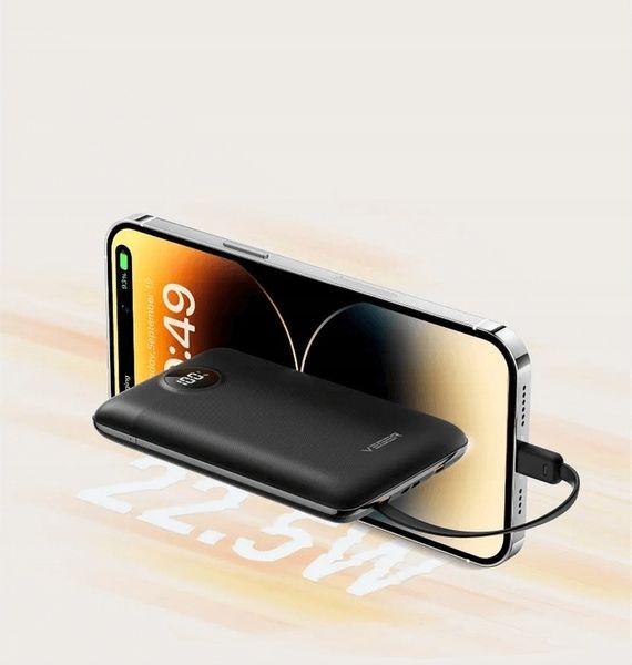Powerbank VEGER C11 10000 mAh wbudowane kable Lightning USB C mały lekki zdjęcie 8