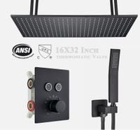 Panel prysznicowy deszczownica armatura podtynkowa czarna