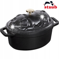 Staub Special Cocotte Garnek żeliwny owalny świnia 1 ltr, czarny