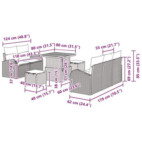 Zestaw Sof na Ogród 8 pcs Beżowy polirattan na Arena.pl
