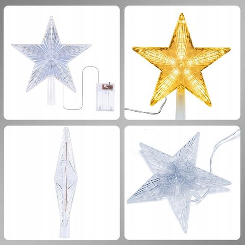 ŚWIECĄCA GWIAZDA NA LED CHOINKĘ CZUBEK OZDOBA DWUSTRONNA BOŻE NARODZENIE ZI na Arena.pl