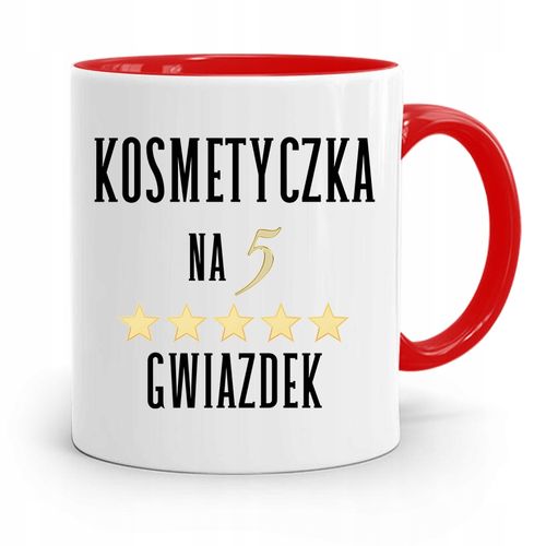 Kubek Czerwony Dla Kosmetyczki Na Pięć Gwiazdek Z Nadrukiem Ze Zdjęciem na Arena.pl