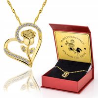 ZŁOTY NASZYJNIK SERCE ŁAŃCUSZEK 925 PUDEŁKO GRAWER