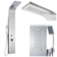 Panel prysznic bateria deszczownica hydromasaż zestaw prysznicowy srebrny