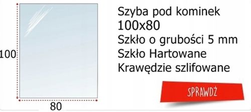 SZYBA PODSTAWA POD Kominek Hartowana szkło 80X60 blacha na Arena.pl
