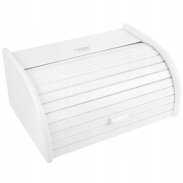 Drewniany chlebak pojemnik na chleb pieczywo biały zdjęcie 1