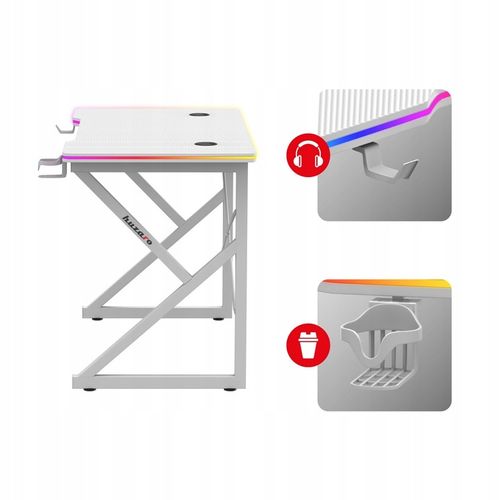 Biurko Gamingowe RGB Stolik Biurowy Gracza LED z Pilotem Carbon Huzaro na Arena.pl