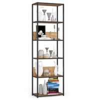 Regał industrialny metalowy 60 cm 6 półek otwarty do salonu Czarny Craft