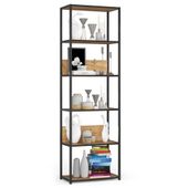Regał industrialny metalowy 60 cm 6 półek otwarty do salonu Czarny Craft