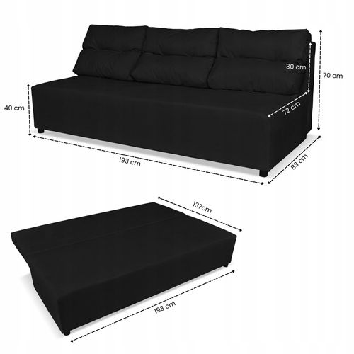 Kanapa sofa KIMO funkcja spania pojemnik Family Meble Hunter czarny welur na Arena.pl